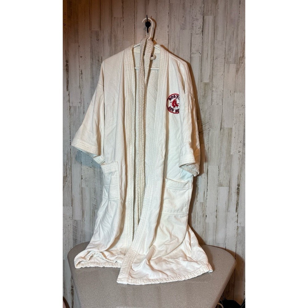 White Terry Cloth Boston Red Socks Robe One size fits most‎